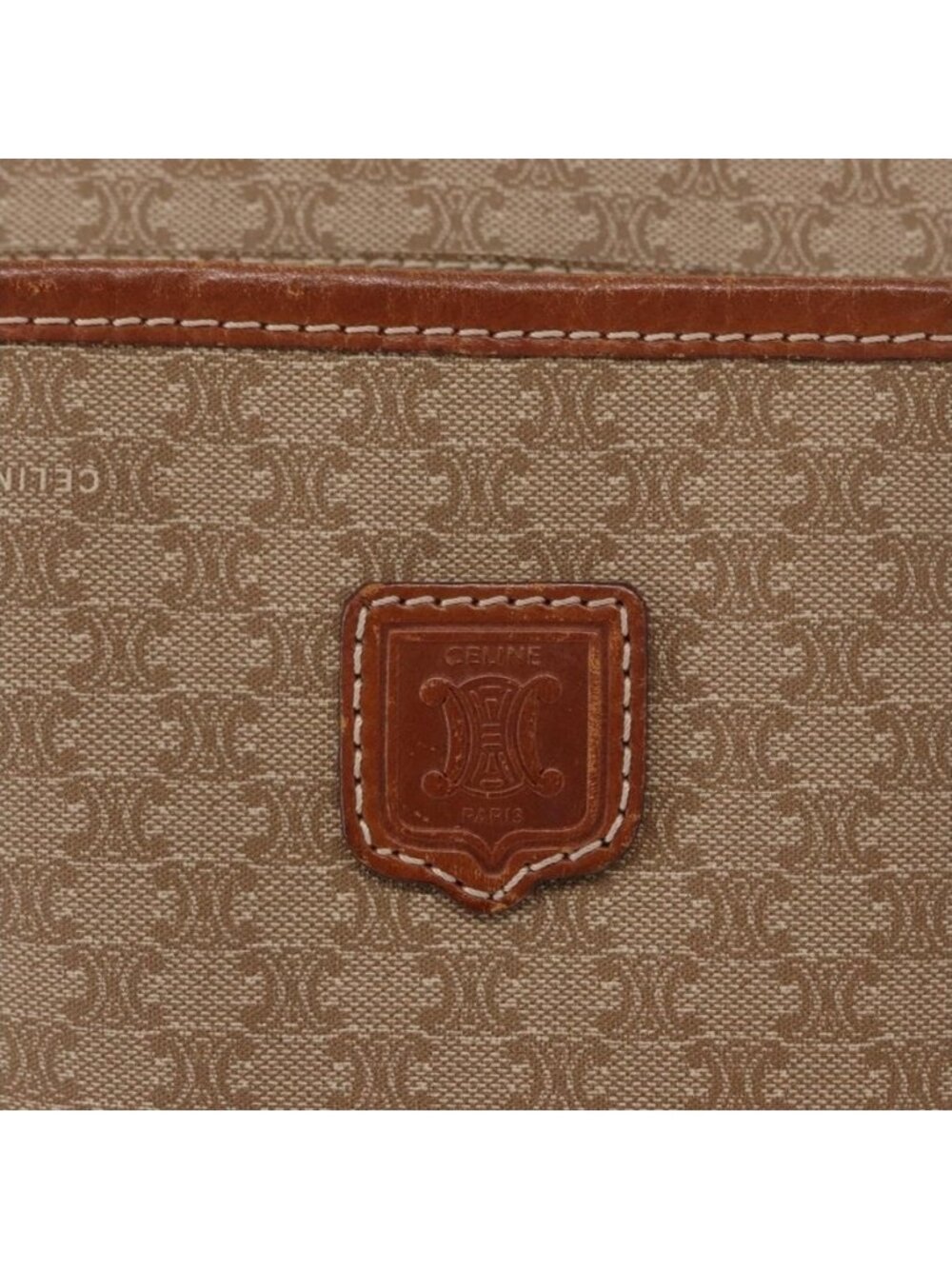 Authentic CELINE Macadam Canvas Shoulder Bag PVC Beige Gold - Picture 6 of 16
